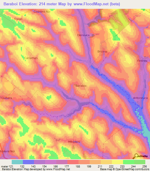 Baraboi,Moldova Elevation Map