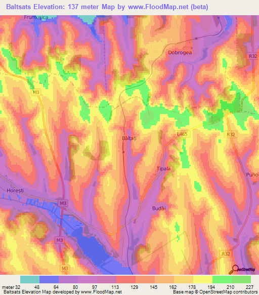 Baltsats,Moldova Elevation Map