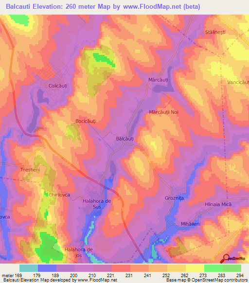 Balcauti,Moldova Elevation Map