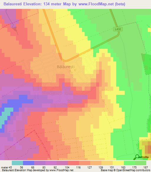 Balauresti,Moldova Elevation Map