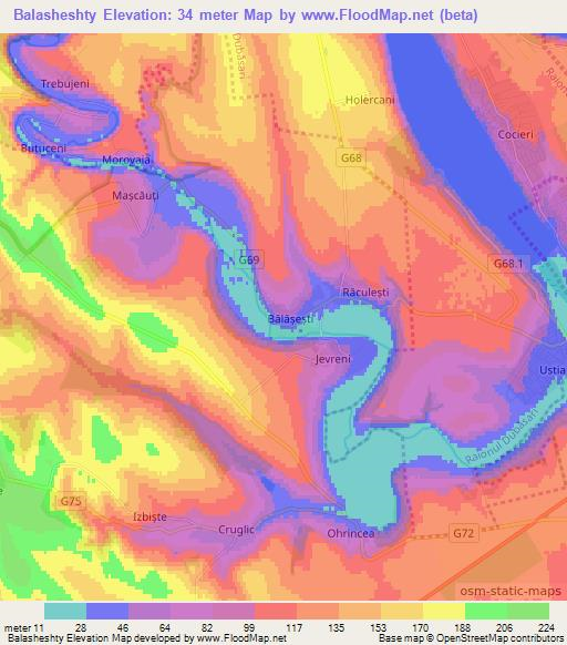 Balasheshty,Moldova Elevation Map