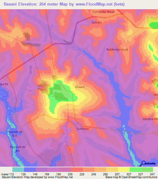 Baxani,Moldova Elevation Map