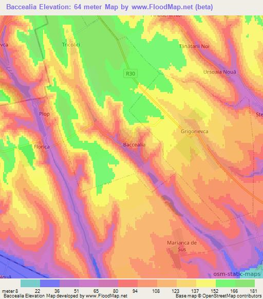 Baccealia,Moldova Elevation Map