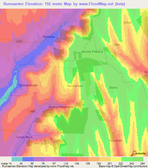 Rumeantev,Moldova Elevation Map