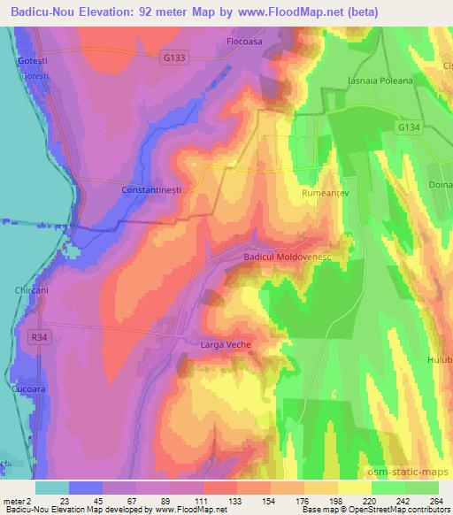 Badicu-Nou,Moldova Elevation Map