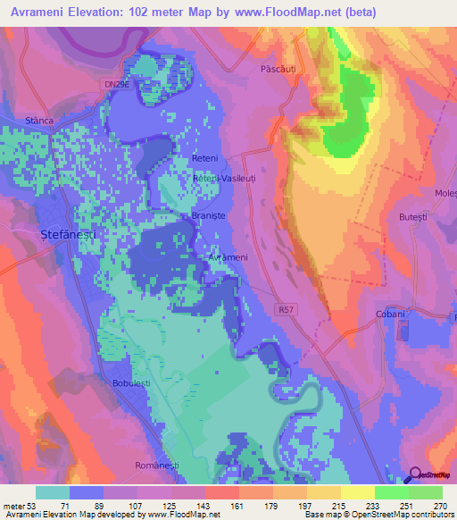 Avrameni,Moldova Elevation Map