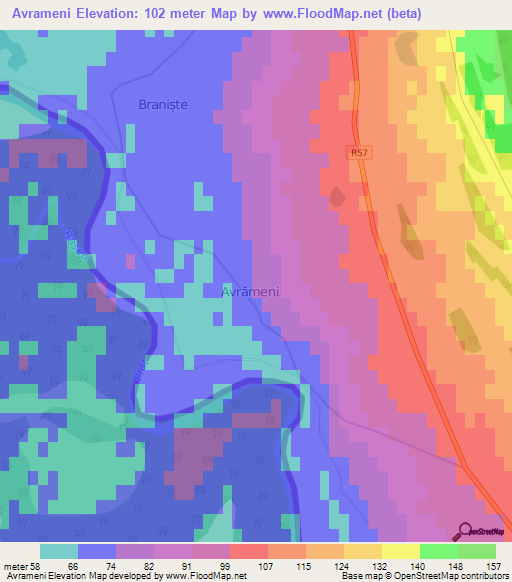 Avrameni,Moldova Elevation Map