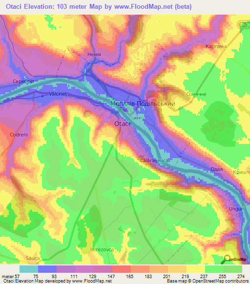 Otaci,Moldova Elevation Map