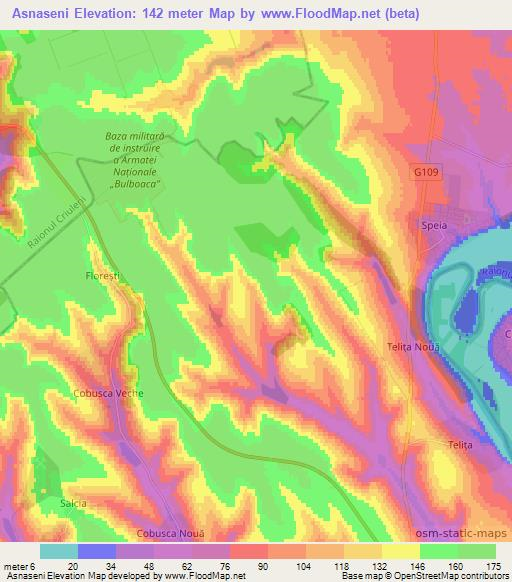 Asnaseni,Moldova Elevation Map