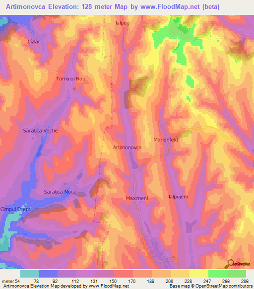 Artimonovca,Moldova Elevation Map