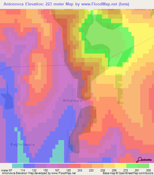 Antonovca,Moldova Elevation Map