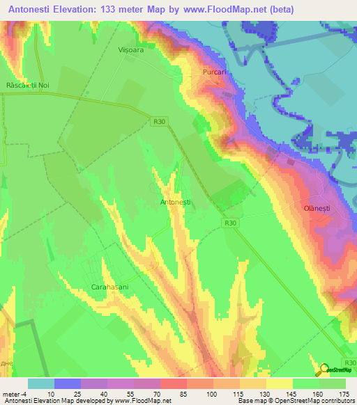 Antonesti,Moldova Elevation Map