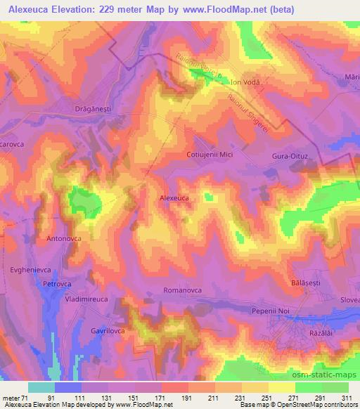 Alexeuca,Moldova Elevation Map