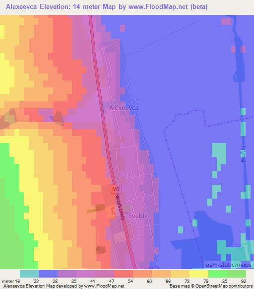 Alexeevca,Moldova Elevation Map