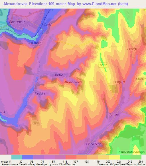 Alexandrovca,Moldova Elevation Map