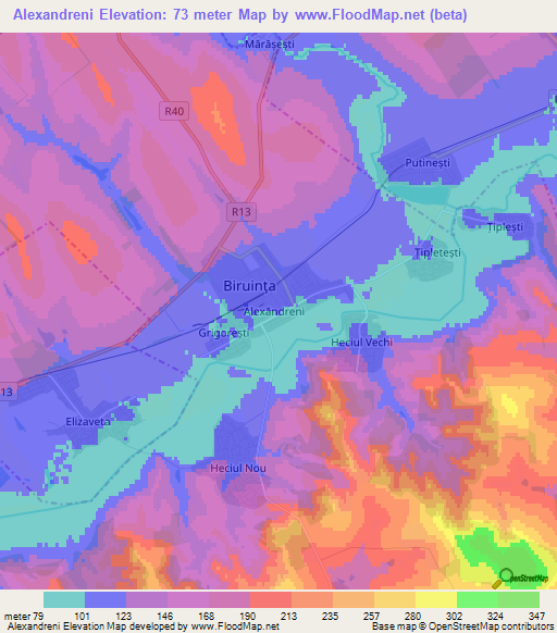 Alexandreni,Moldova Elevation Map