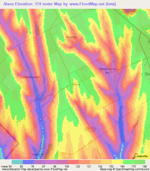 Alava,Moldova Elevation Map