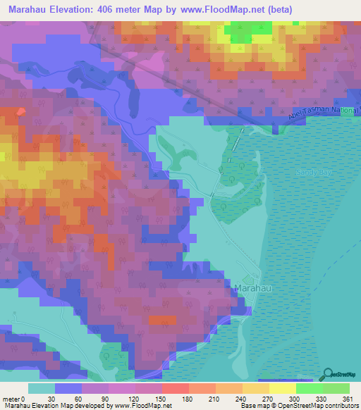 Elevation of Marahau,New Zealand Elevation Map, Topography, Contour