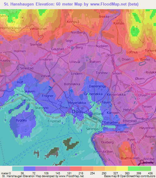 St. Hanshaugen,Norway Elevation Map