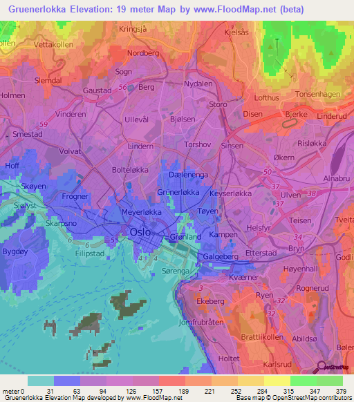 Gruenerlokka,Norway Elevation Map