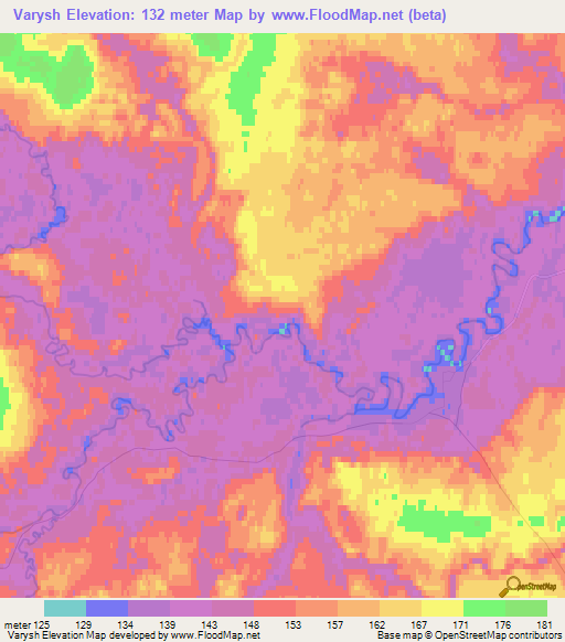 Varysh,Russia Elevation Map