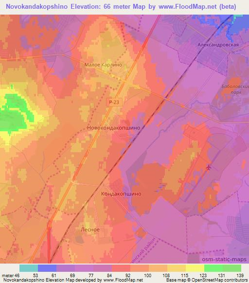 Novokandakopshino,Russia Elevation Map