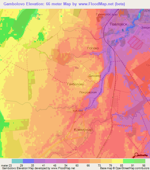 Gambolovo,Russia Elevation Map