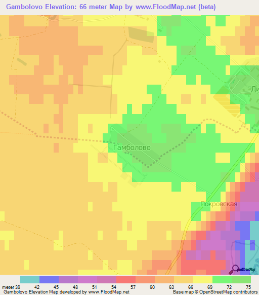 Gambolovo,Russia Elevation Map