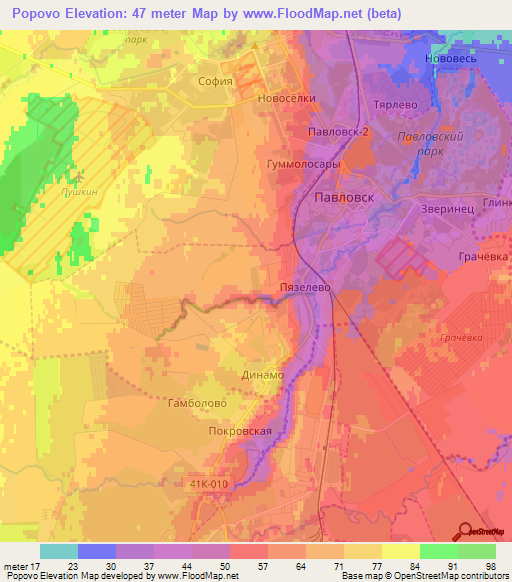 Popovo,Russia Elevation Map