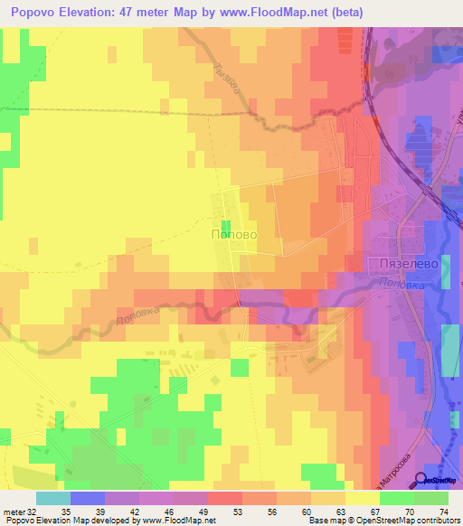 Popovo,Russia Elevation Map