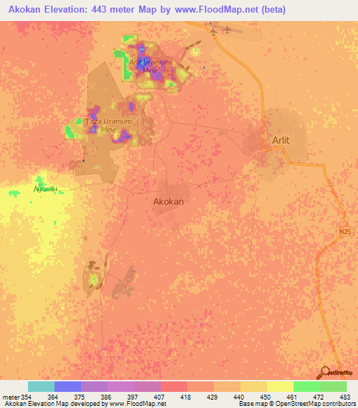 Akokan,Niger Elevation Map