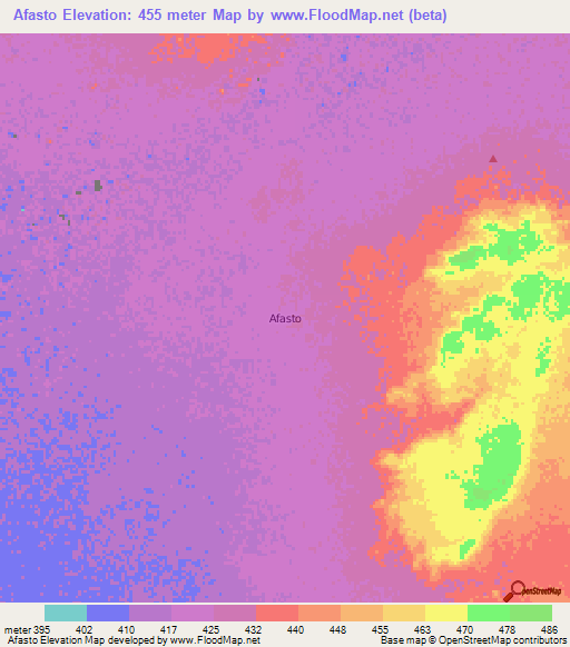 Afasto,Niger Elevation Map