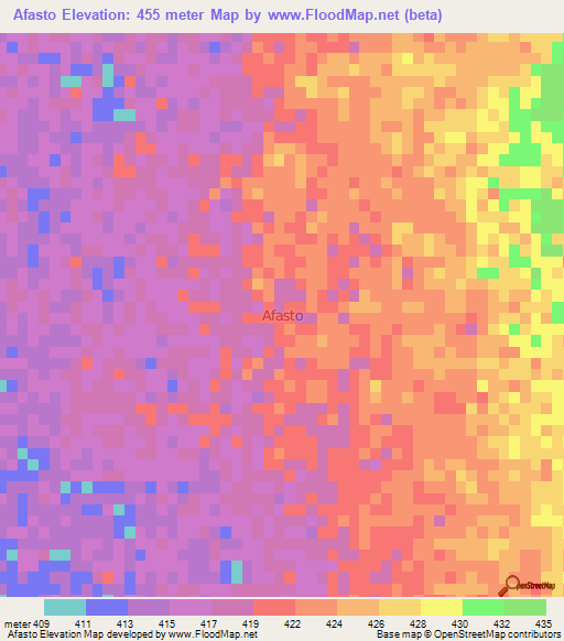 Afasto,Niger Elevation Map