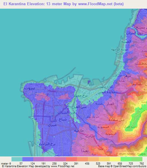 El Karantina,Lebanon Elevation Map