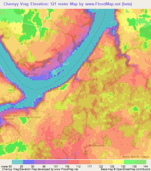 Chernyy Vrag,Russia Elevation Map