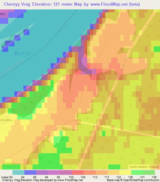 Chernyy Vrag,Russia Elevation Map