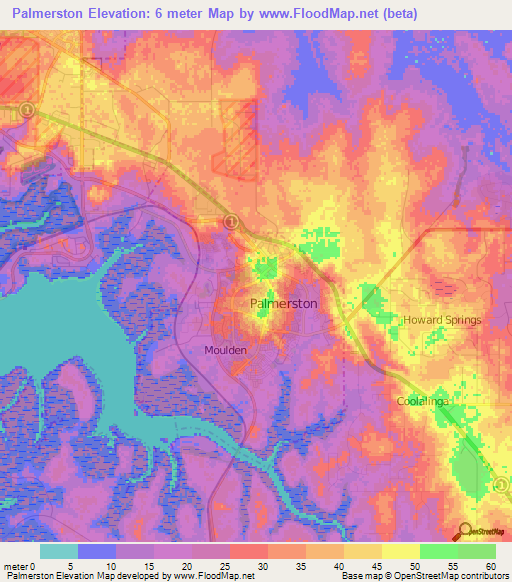 Palmerston,Australia Elevation Map