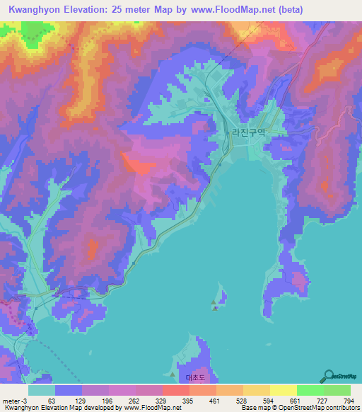 Kwanghyon,North Korea Elevation Map