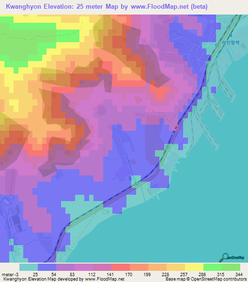 Kwanghyon,North Korea Elevation Map