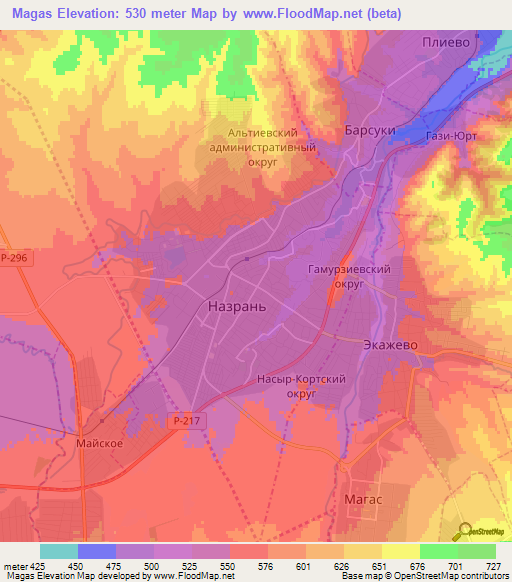 Magas,Russia Elevation Map