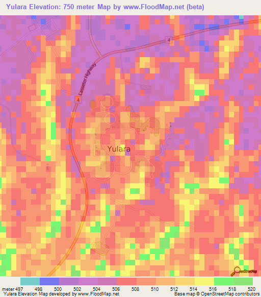 Yulara,Australia Elevation Map