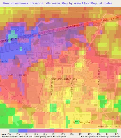 Krasnoznamensk,Russia Elevation Map