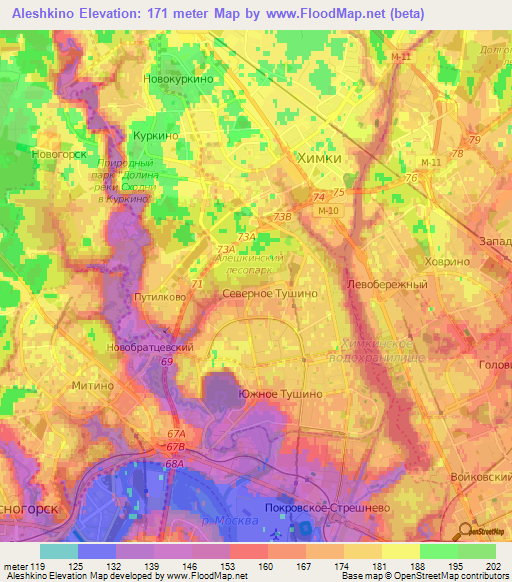 Aleshkino,Russia Elevation Map