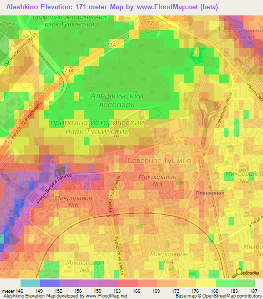 Aleshkino,Russia Elevation Map