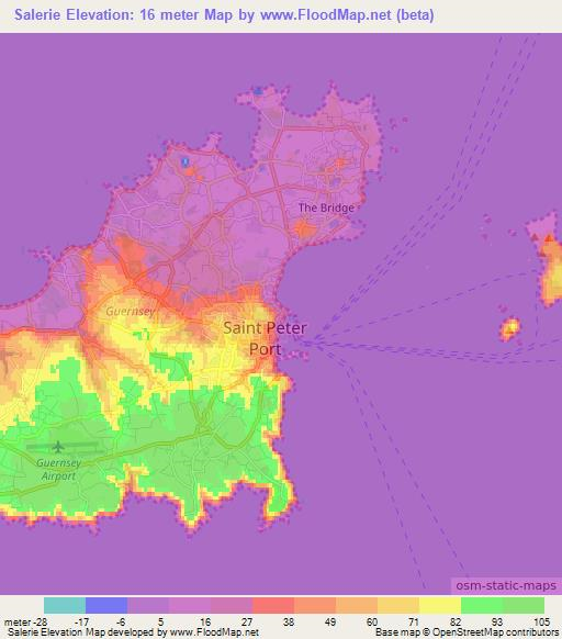 Salerie,Guernsey Elevation Map