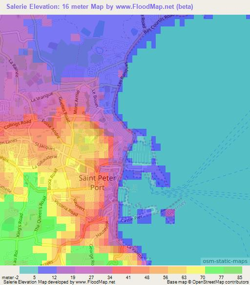 Salerie,Guernsey Elevation Map