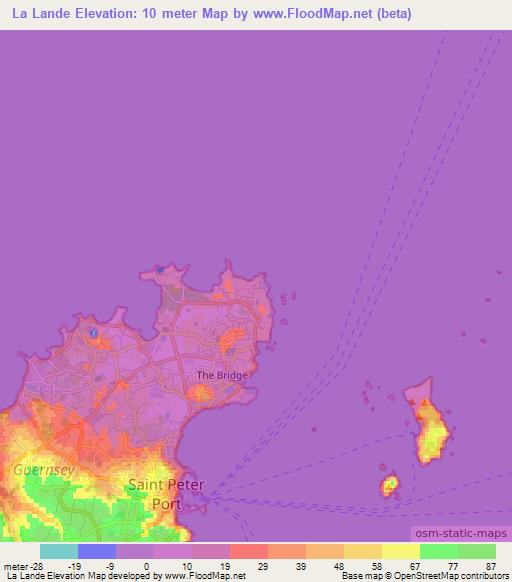 La Lande,Guernsey Elevation Map