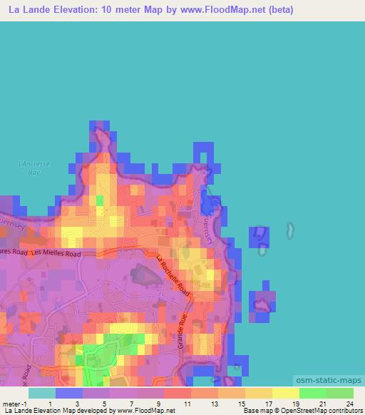 La Lande,Guernsey Elevation Map