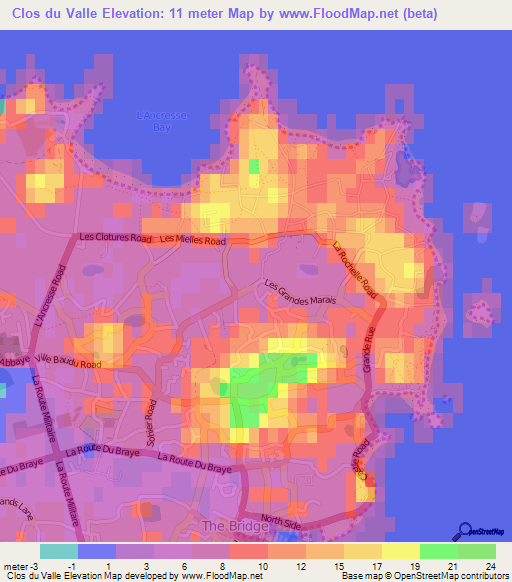 Clos du Valle,Guernsey Elevation Map