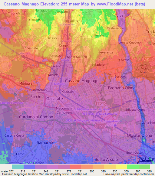 Cassano Magnago,Italy Elevation Map